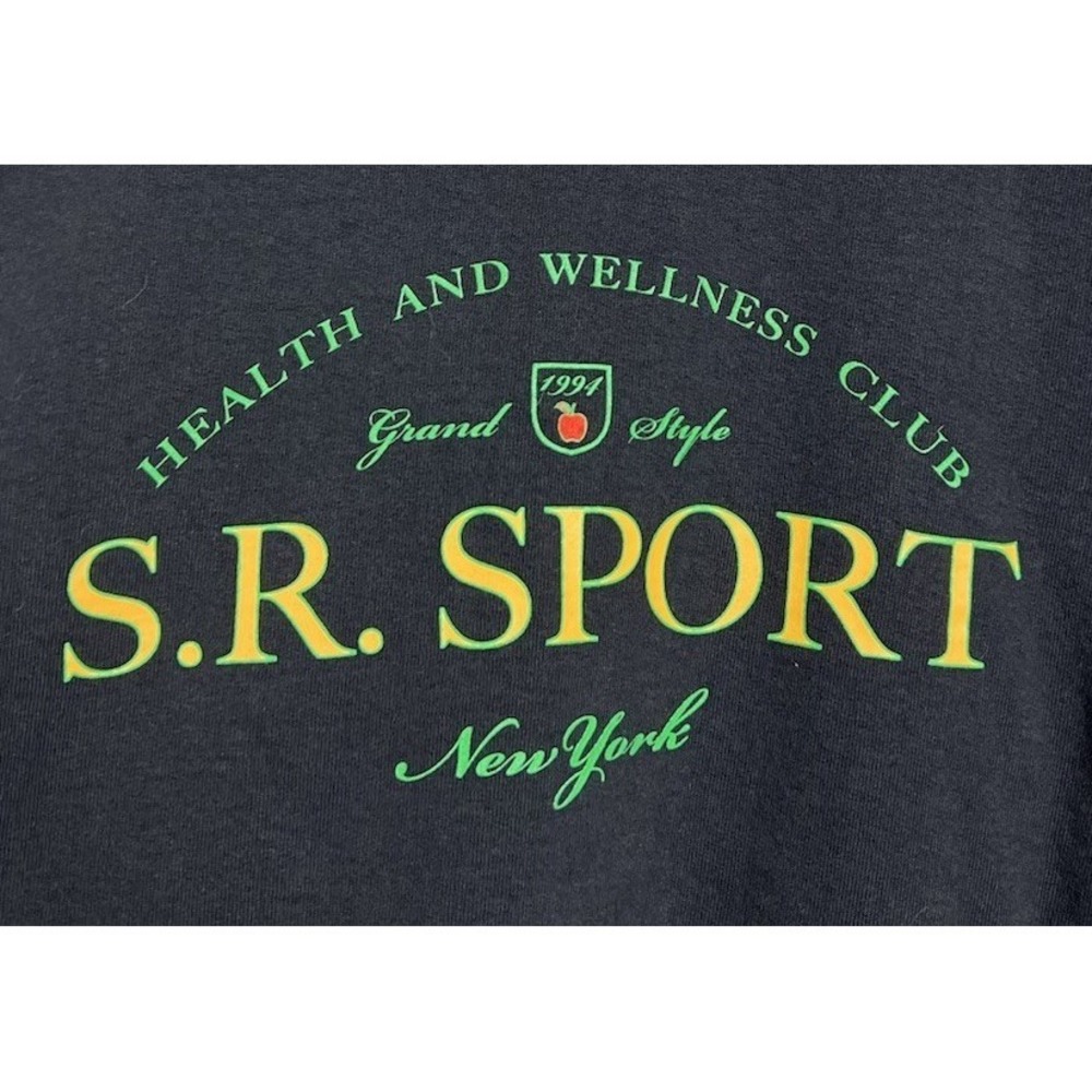 Sporty & Rich S.R. Sport Sweatshirt Health Wellness Club New York USA Black S - Picture 2 of 6
